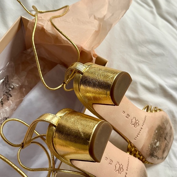 Loeffler Randall Riley Gold Lace Up Sandal Size 8.5 - Picture 6 of 10